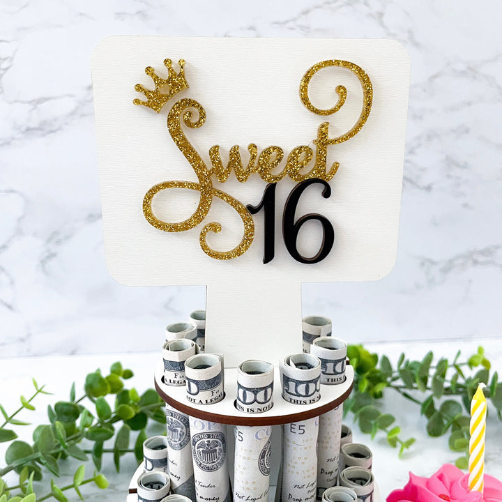 16th birthday gift for girls Sweet 16 personalized birthday money holder creative money tree or cake cash holder keepsake perfect milestone celebration present for teenage daughter sister or friend stylish and thoughtful birthday gift idea