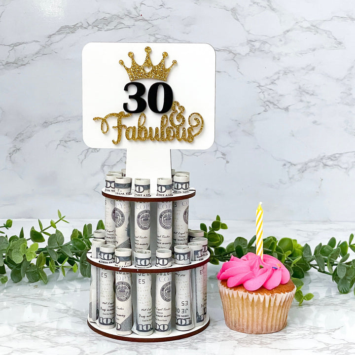 30th birthday gift for her unique, 30 and fabulous, personalized birthday money holder, birthday gift for women, money tree, money cake
