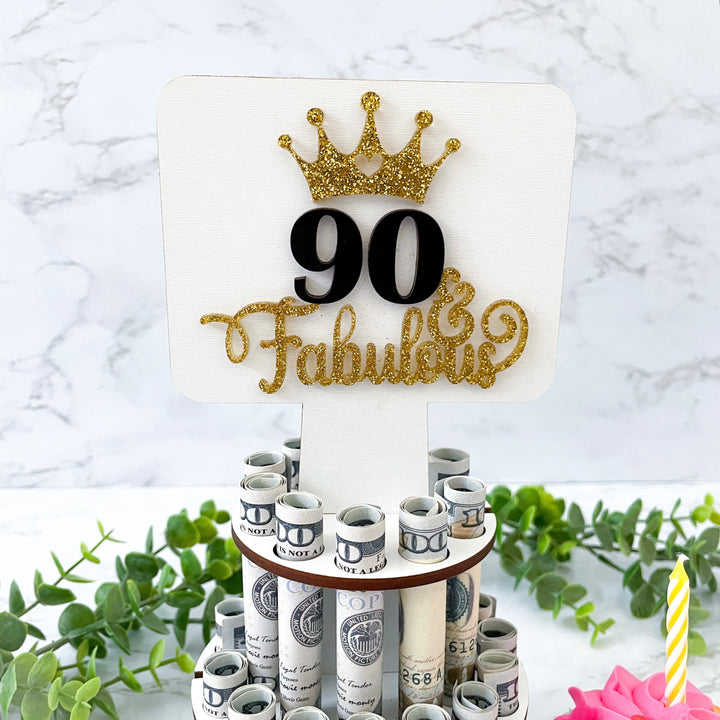 money tree birthday ideas 90 and fabulous, birthday money holder, personalized 90th birthday gif –  Jazzy Jade Designs