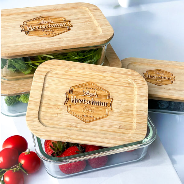 Custom Eco-Friendly Glass Food Containers with Bamboo Lids – Sustainable Branded Corporate Gifts