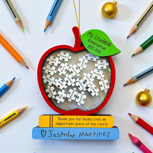 Personalized Teacher Ornament, Apple Shaker with Student Names, Thank You Gift from Class, End of School or Christmas Gift