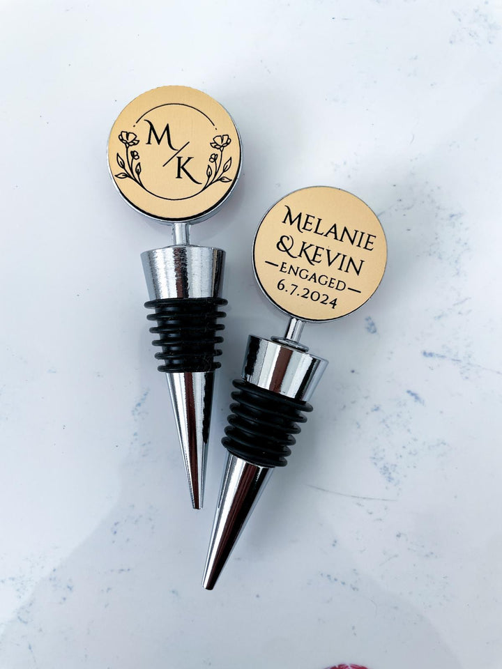 personalized wine stopper wedding gift for couple, custom wine bottle stopper, engagement gift for bride to be, newlywed gift, wedding favor