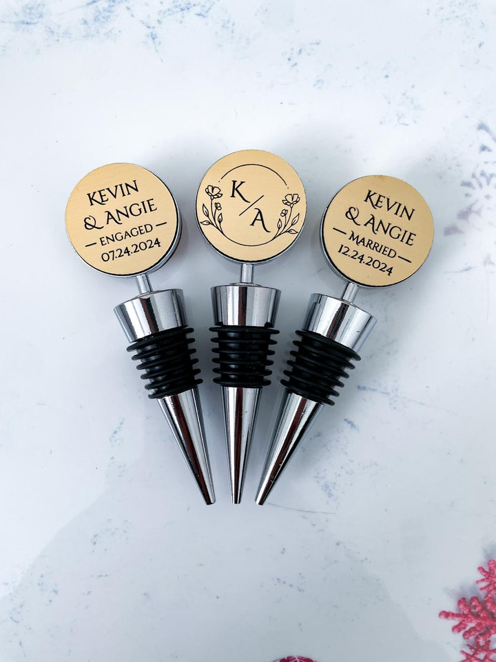 personalized wine stopper wedding gift for couple, custom wine bottle stopper, engagement gift for bride to be, newlywed gift, wedding favor