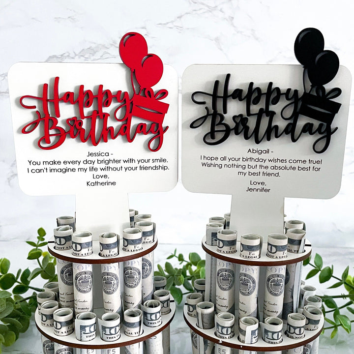 birthday money tree gift personalized happy birthday money holder, birthday money cake, birthda – Jazzy Jade Designs