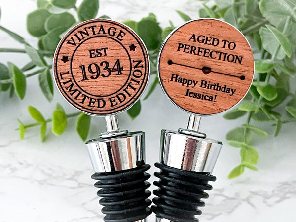 personalized 90th birthday gift for men, happy birthday gift for woman, custom wine stopper, wine gifts, aged to perfection, vintage 1934