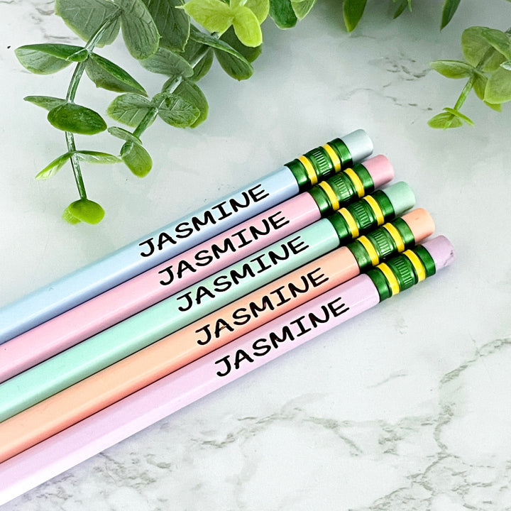 Mosaic Church personalized Ticonderoga pastel pencils set of five custom engraved stationery perfect for teachers students or church groups ideal for Bible study classes creative gifts school office use or thoughtful personalized keepsake set