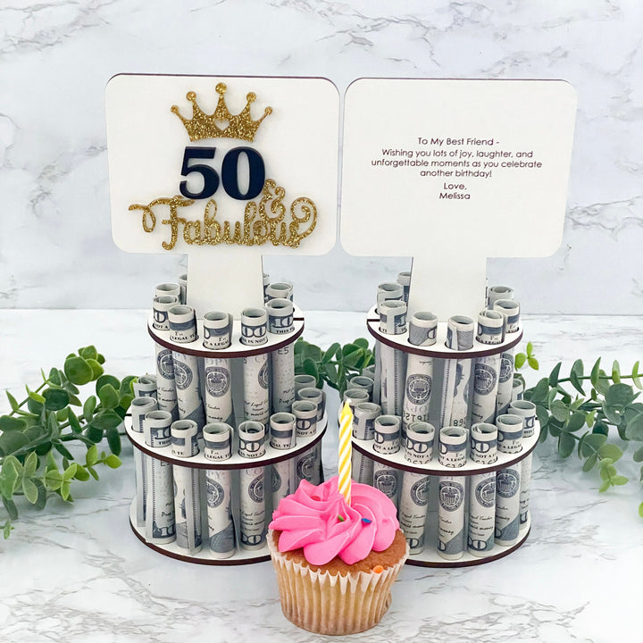50th birthday money tree 50th birthday gift for women, 50 and fabulous, personalized birthday money holder, birthday gift for mom, unique birthday gifts for her