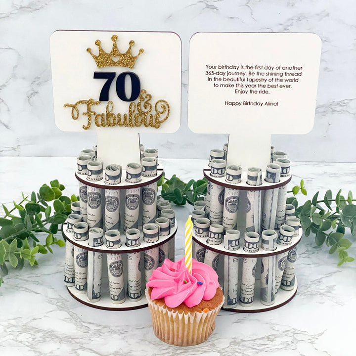 birthday party money tree 70th birthday gift woman, 70 and fabulous, personalized birthday money holder, birthday gift for mom, unique birthday gifts for her