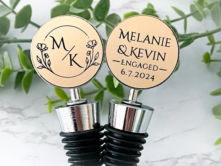 personalized wine stopper wedding gift for couple, custom wine bottle stopper, engagement gift for bride to be, newlywed gift, wedding favor