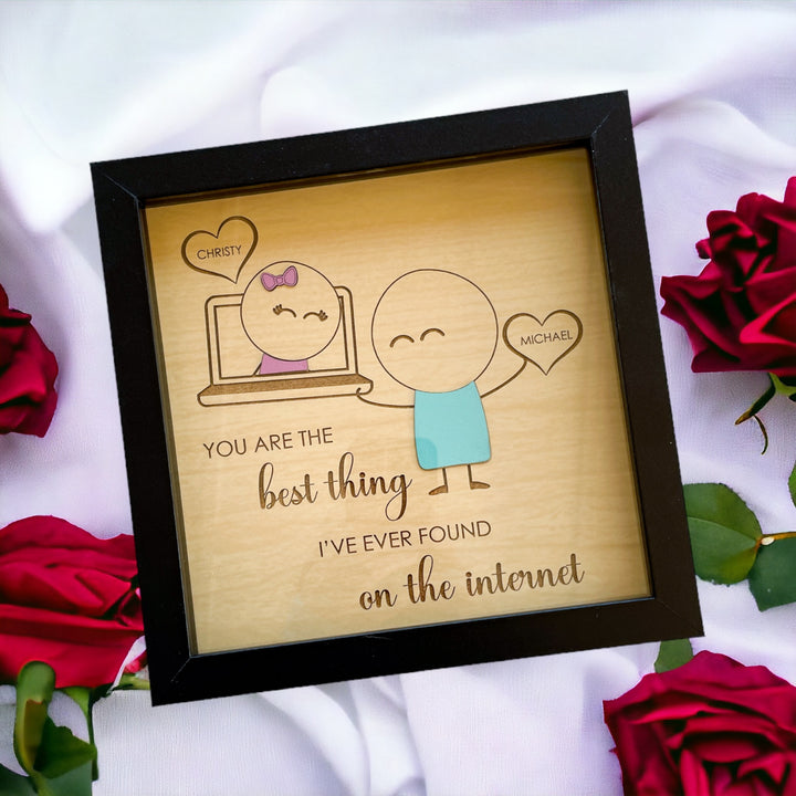 Personalized Valentine’s Day gift for her featuring romantic engraved quote you are the best thing I’ve ever found on the internet perfect first anniversary gift for boyfriend or couple elegant custom keepsake celebrating love and connection