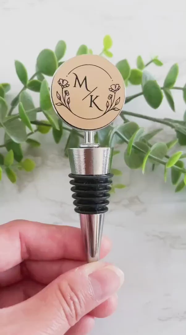 personalized wine stopper wedding gift for couple, custom wine bottle stopper, engagement gift, newlywed gift, anniversary gifts for him