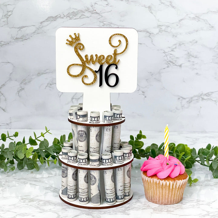 Sweet 16 personalized birthday money holder perfect 16th birthday gift for girls creative money tree or money cake cash holder keepsake milestone celebration present for teenage daughter sister or best friend thoughtful unique birthday gift idea