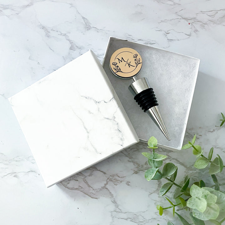 personalized wine stopper wedding gift for couple, custom wine bottle stopper, engagement gift for bride to be, newlywed gift, wedding favor