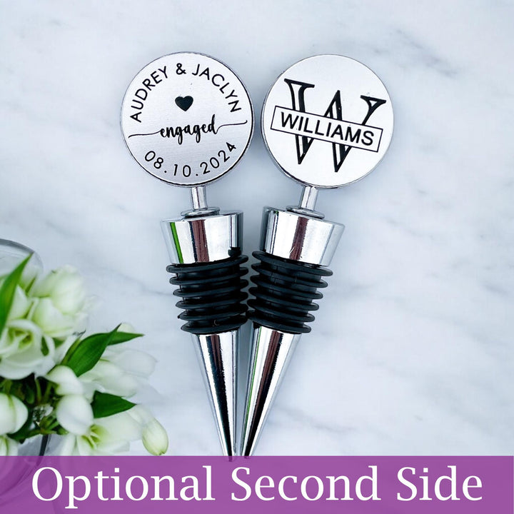 Wedding gift for couple – personalized wine stopper, custom engraved wine bottle stopper, engagement gift, newlywed gift, anniversary gift for him or her
