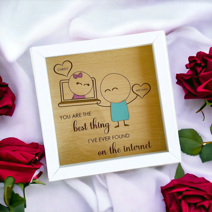 Custom engraved Valentine’s Day gift for her or boyfriend with quote you are the best thing I’ve ever found on the internet perfect first anniversary or romantic couple gift meaningful keepsake expressing love appreciation and joy