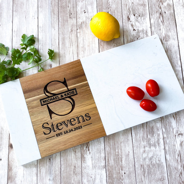 15x7 Personalized Wooden Serving Board Charcuterie Board perfect for weddings, anniversaries, or housewarming gift custom engraved wooden cutting board ideal for cheese, charcuterie, kitchen use, entertaining, and personalized home decor gift for loved ones