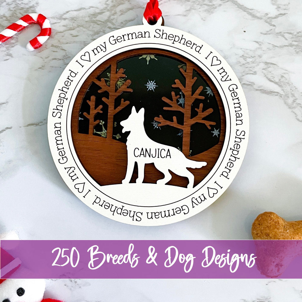 SSR - Personalized I Love My Dog Ornament (250 Designs Available)