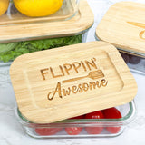Glass Food Storage Containers with Bamboo Lids for Housewarming, Wedding Gift - Funny Utensils Design
