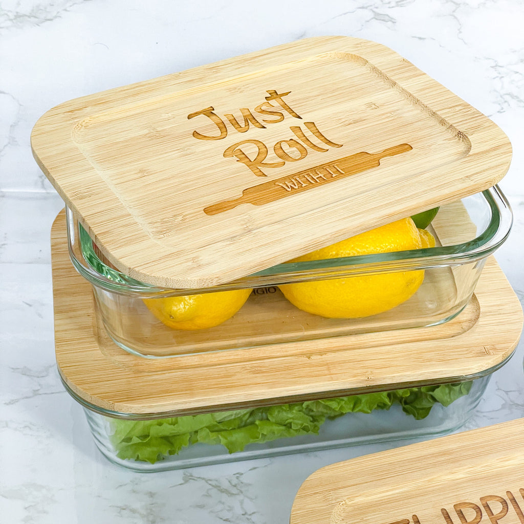 Glass Food Storage Containers with Bamboo Lids for Housewarming, Weddi –  Jazzy Jade Designs