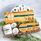Dog Themed Custom Closing Gift Basket with Blue Resin Board