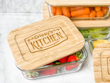 Personalized Kitchen Glass Food Storage Containers with Bamboo Lids