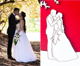 Personalized Wedding Photo to Line Drawing Laser Cut Keepsake
