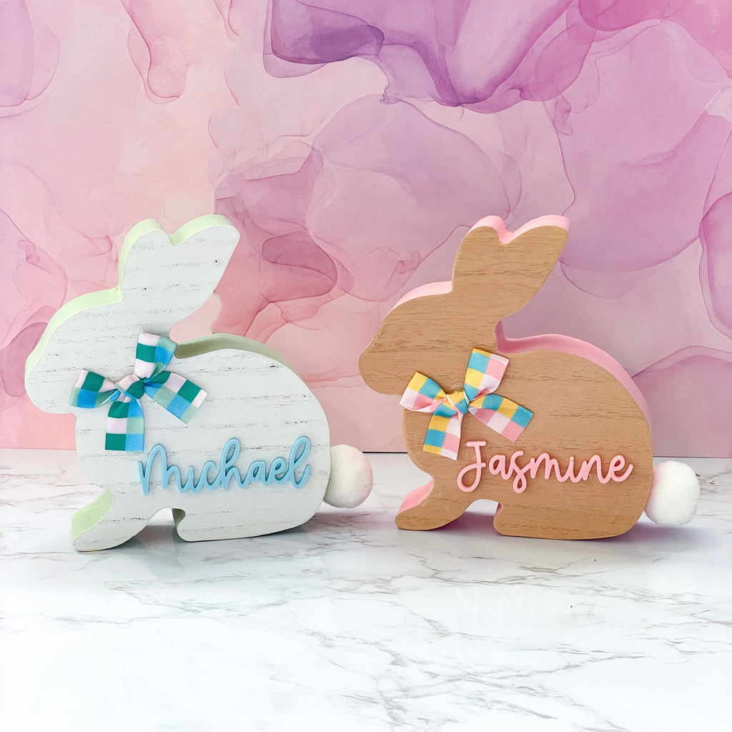 Personalized Wooden Easter Bunny for Kids, Easter Basket Stuffer for Kids