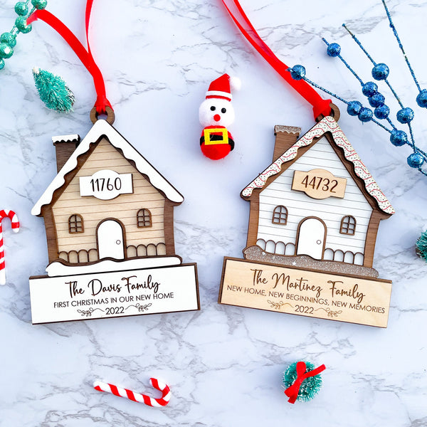 Celebrate the purchase of your new home this holiday season with a new home Christmas ornament.  Our new home ornament is made with a mix of wood, mdf and acrylic and is 3 layers.   Our commemorative 2022 new home Christmas ornament makes a memorable housewarming gift or real estate closing gift.