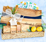 Personalized Black River of Resin and Olive Wood Serving Board Basket