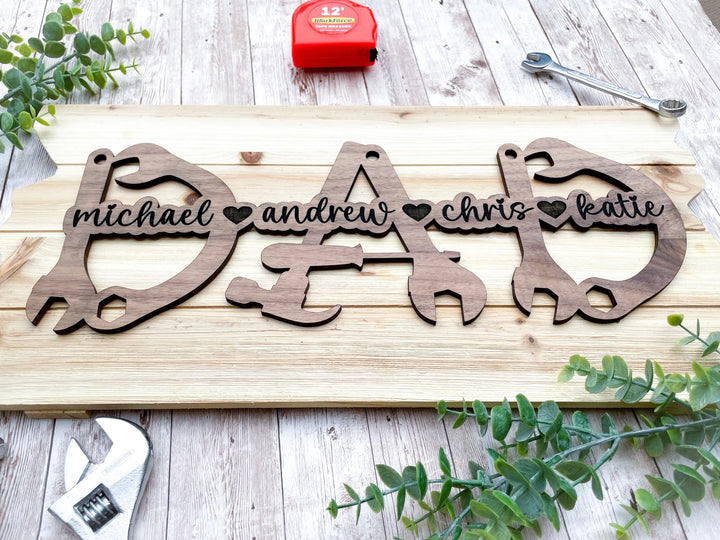 Personalized Dad Wooden Tool Sign for Father's Day Gift