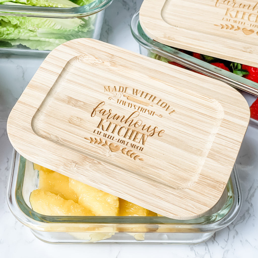 Farmhouse Kitchen Glass Food Storage Containers with Bamboo Lids