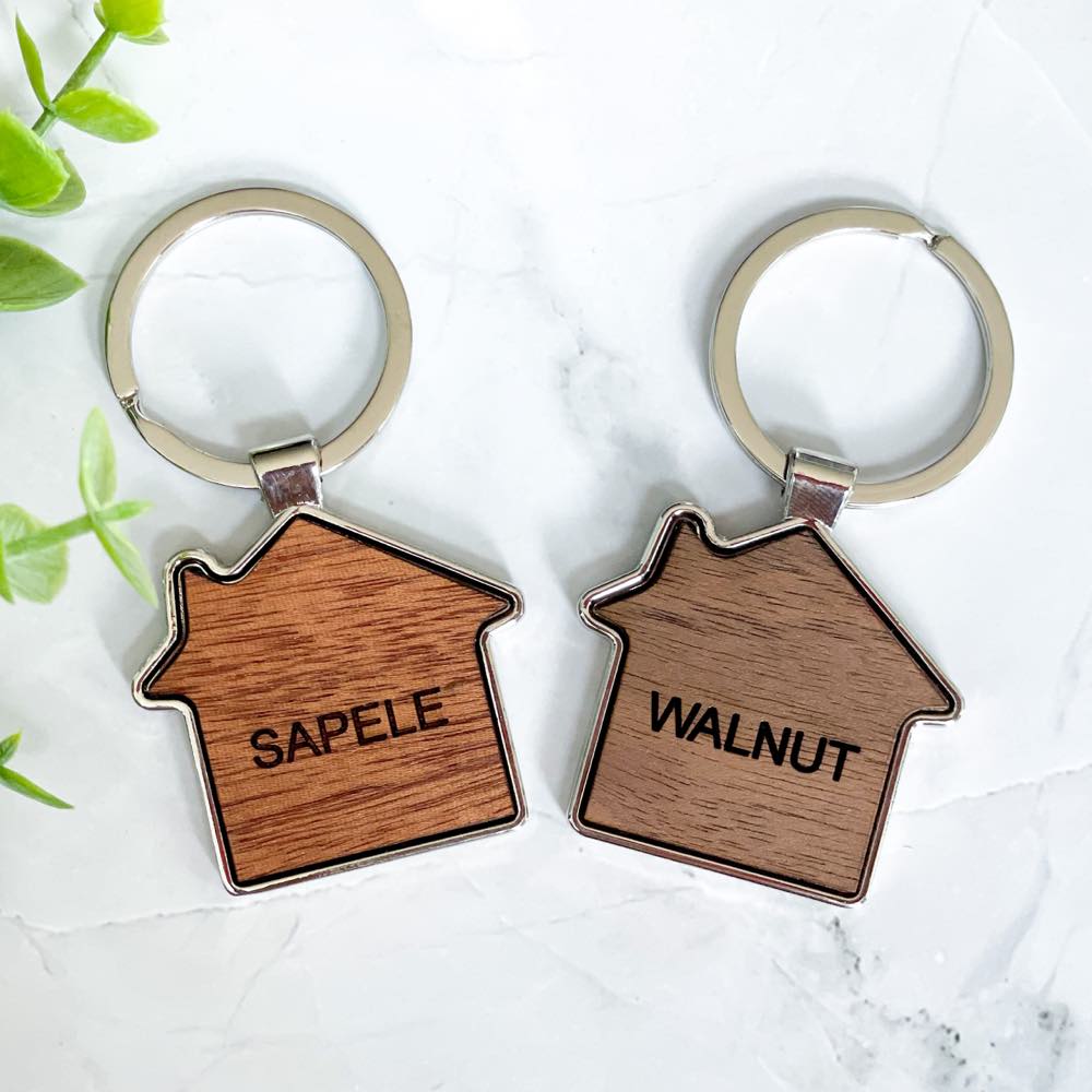 Promotional Laser Engraved House Shaped Silver Keychain
