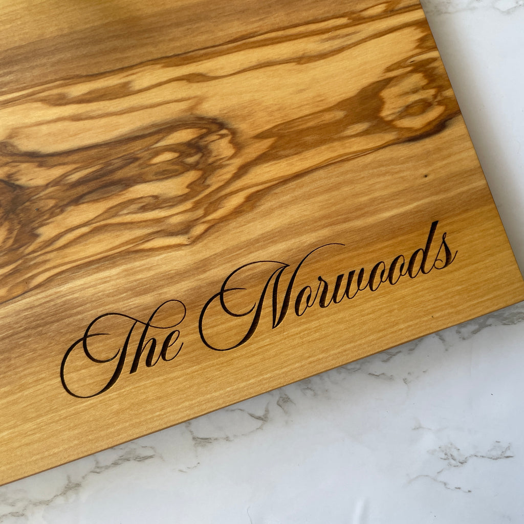 Personalized Olive Wood Cutting Board / Cheese Board – Jazzy Jade Designs