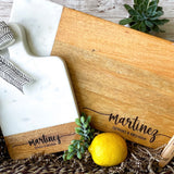 Personalized Wooden Serving Board, Personalized Charcuterie Board with Handle, Personalized Wooden Cutting Board with Handle for Wedding, Anniversary Gift or Housewarming