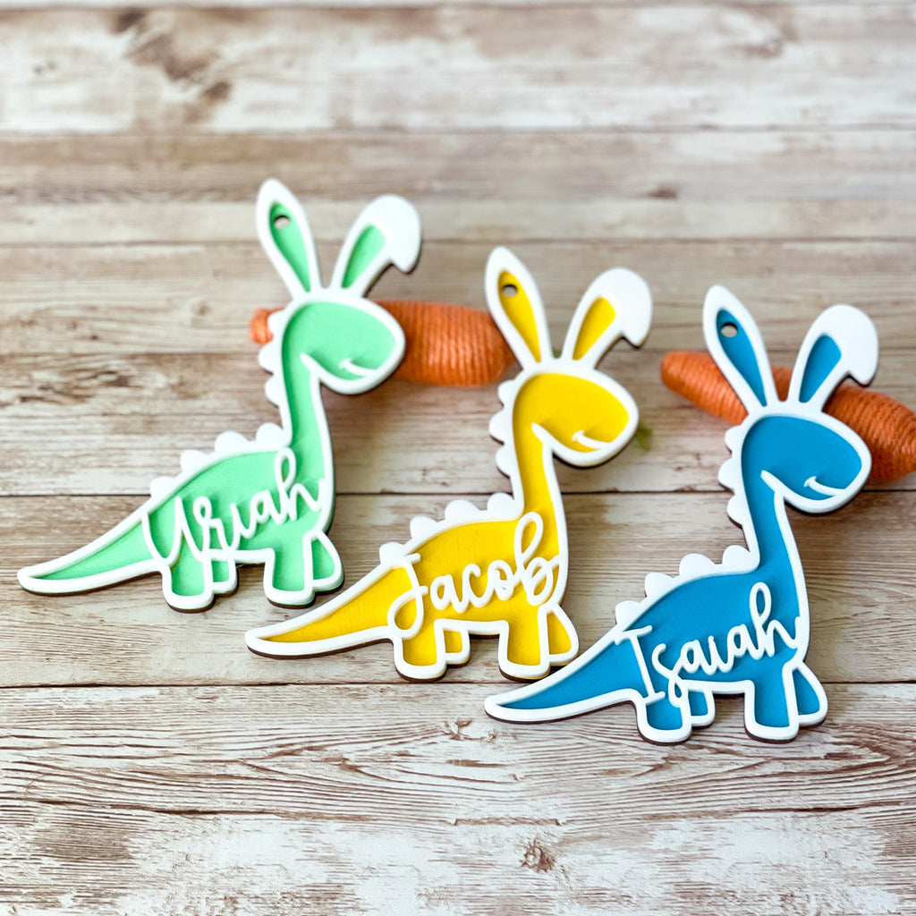 Dinosaur Easter Basket Tags Bunny, Personalized Easter Basket Tags, Personalized Name Tags for Easter Basket Stuffers for Boys and Girls